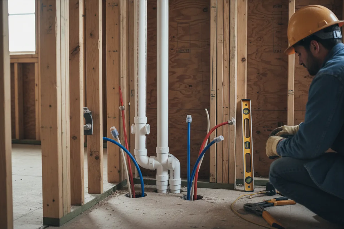Drain and supply rough-in during Drain Cleaning in Waco